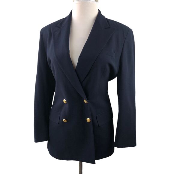 Lauren Ralph Lauren Jackets & Blazers - *Flawed Lauren Ralph Lauren Wool Double Breasted Blazer Suit Jacket Navy Size 14